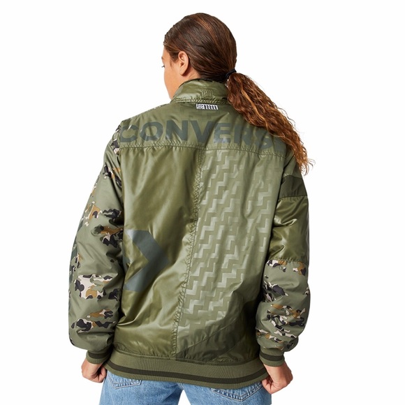 Converse VLTG Mixed Print Green Camo Zip-Up Jacket - Picture 12 of 16
